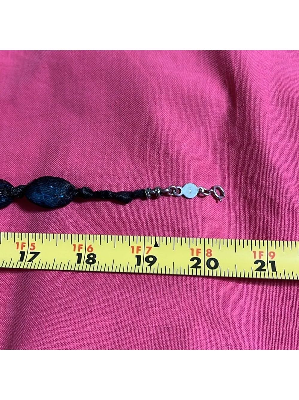 LORI FRANTZ KOENIG necklace. Turquoise stones in black knit fabric. Stunning - Picture 6 of 7